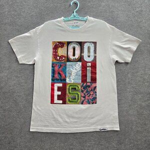 Cookies Men Shirt L White Graphic Print Coolest‎ Letters Short Sleeve
